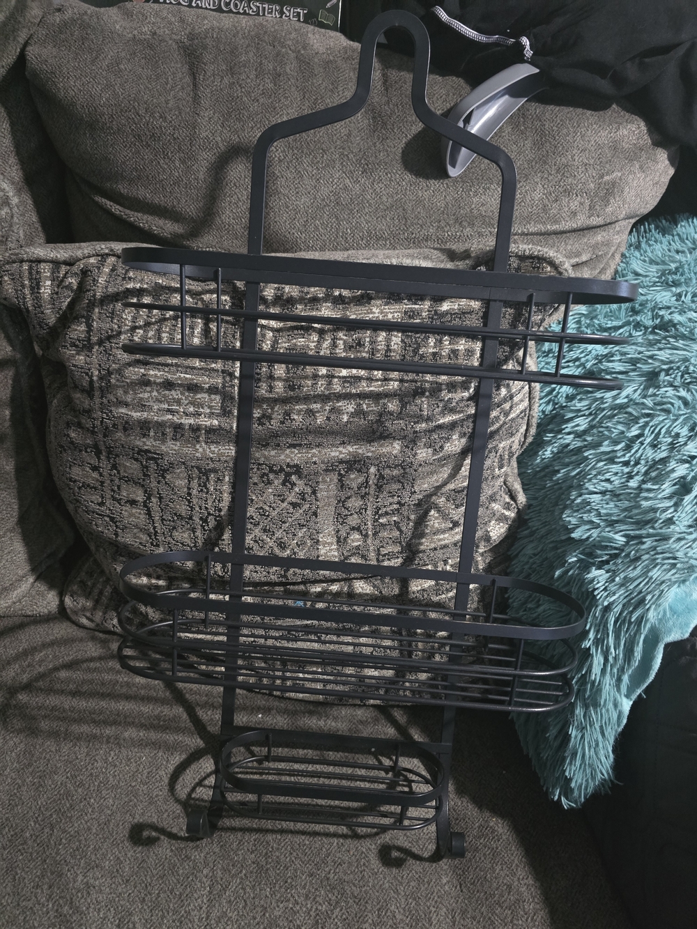 Black Metal Over-the-Door Bathroom Organizer Shelf Or Shower Rack